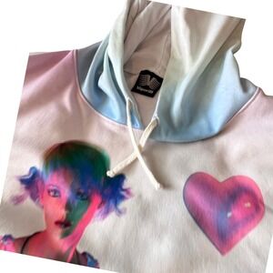 Vapor95 Hoodie 3XL Streetwear Girl Graphic Heart Phone Pastel Pullover